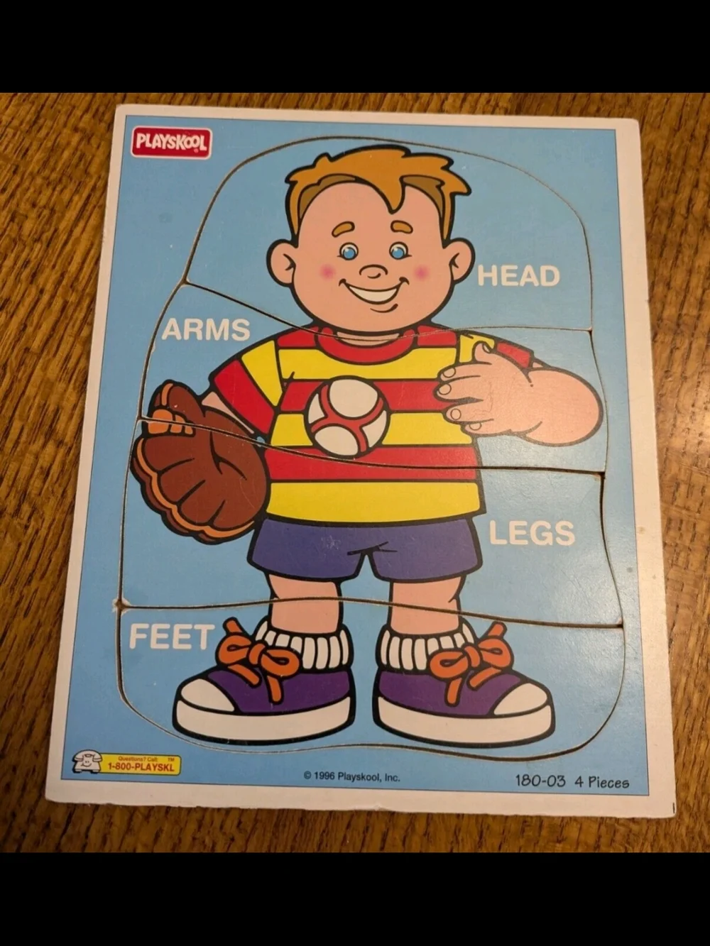 Playskool │180-03│4 Piece Puzzle with Tray │Head, Arms, Legs & Feet │Vintage